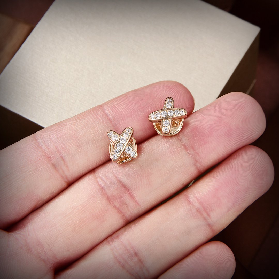 [✨Rose💎] BOUCLES D'OREILLES JEUX DE OR DIAMANT