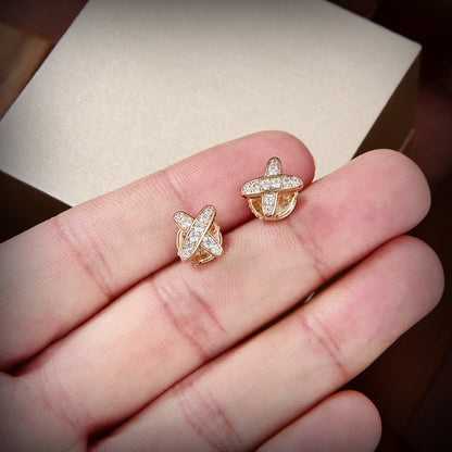 [✨Rose💎] BOUCLES D'OREILLES JEUX DE OR DIAMANT