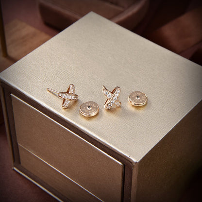[✨Rose💎] BOUCLES D'OREILLES JEUX DE OR DIAMANT