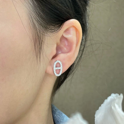 [✨Rose💎]Boucles d'oreilles nez de cochon entièrement en diamants HM
