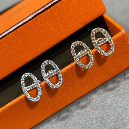 [✨Rose💎]Boucles d'oreilles nez de cochon entièrement en diamants HM