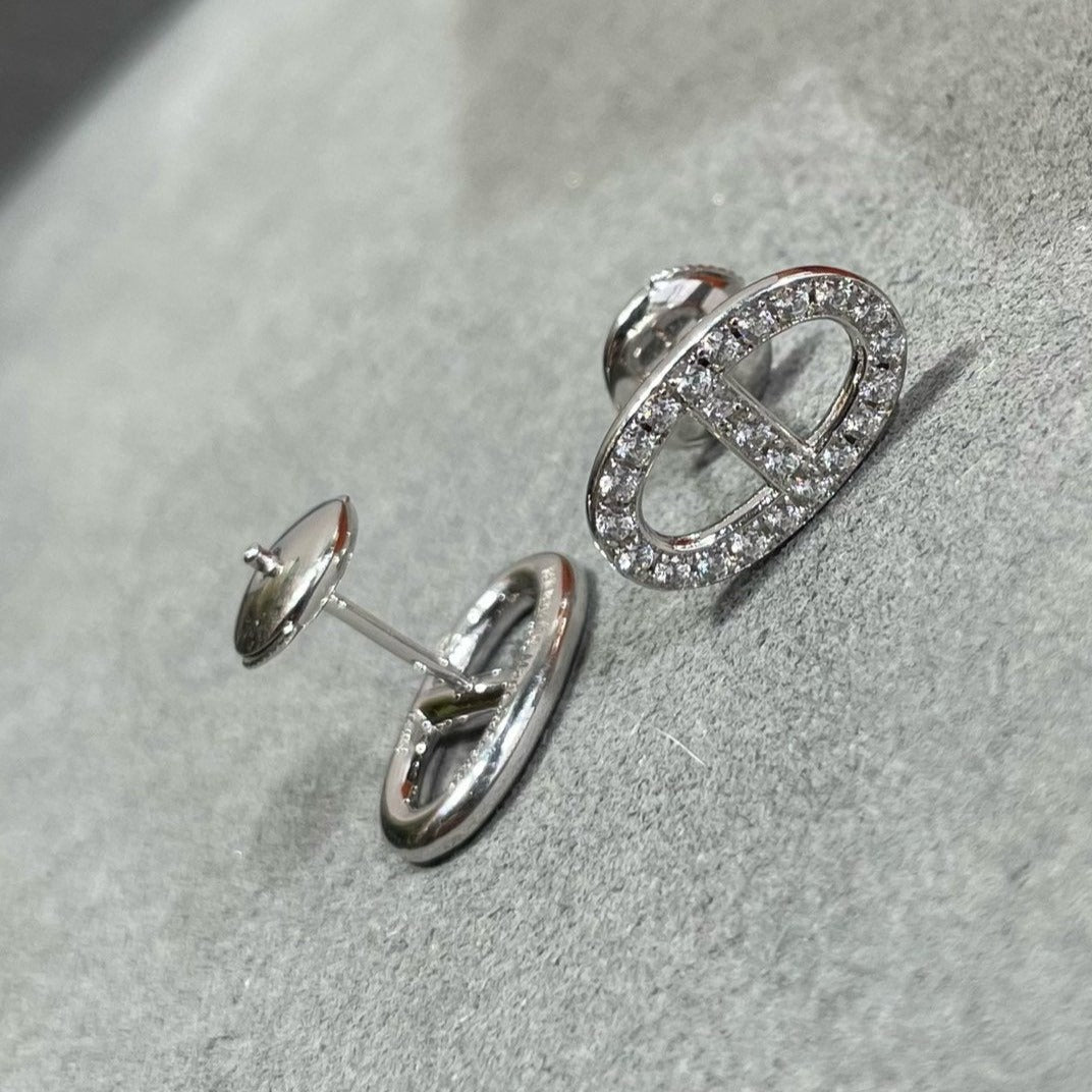 [✨Rose💎]Boucles d'oreilles nez de cochon entièrement en diamants HM