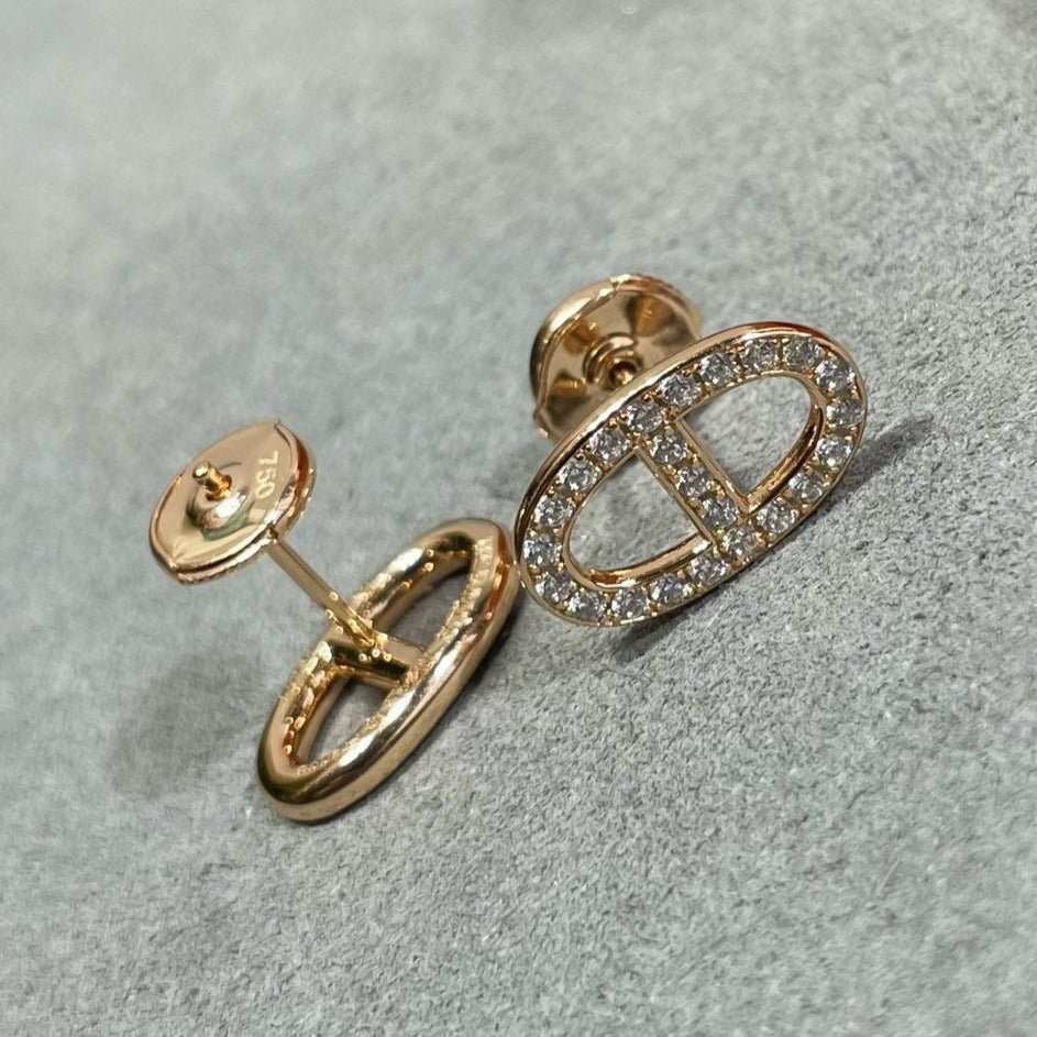 [✨Rose💎]Boucles d'oreilles nez de cochon entièrement en diamants HM