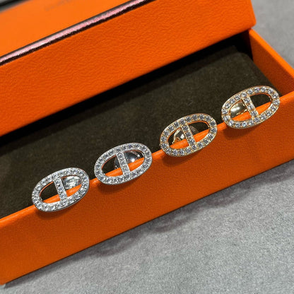 [✨Rose💎]Boucles d'oreilles nez de cochon entièrement en diamants HM
