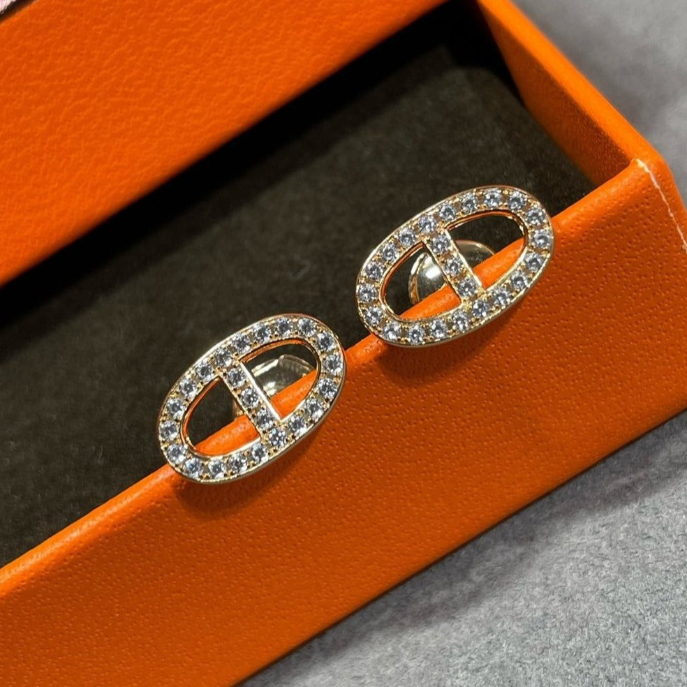 [✨Rose💎]Boucles d'oreilles nez de cochon entièrement en diamants HM
