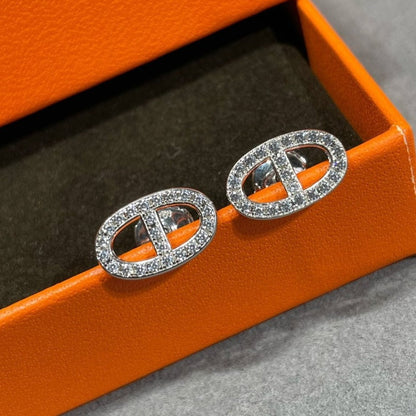 [✨Rose💎]Boucles d'oreilles nez de cochon entièrement en diamants HM