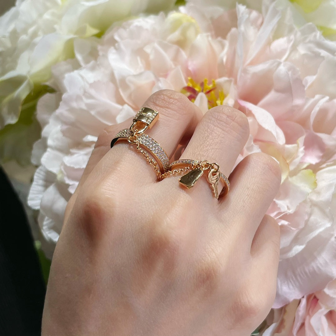 [✨Rose💎] BAGUE DOUBLE CLOCHETTE HM KELLY AVEC DIAMANTS