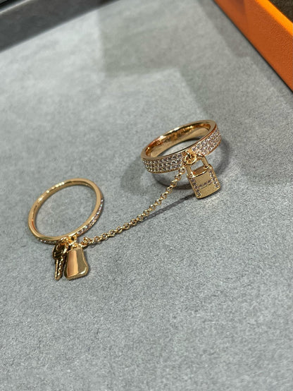 [✨Rose💎] BAGUE DOUBLE CLOCHETTE HM KELLY AVEC DIAMANTS
