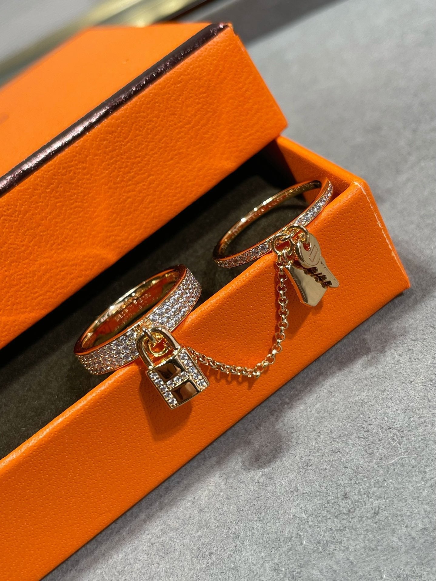 [✨Rose💎] BAGUE DOUBLE CLOCHETTE HM KELLY AVEC DIAMANTS