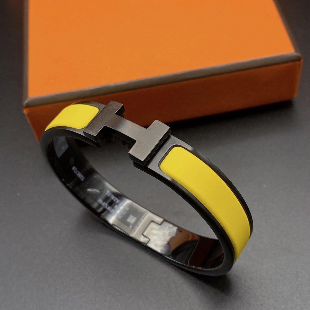 [✨Rose💎]BRACELET CLIC HM SO NOIR JAUNE