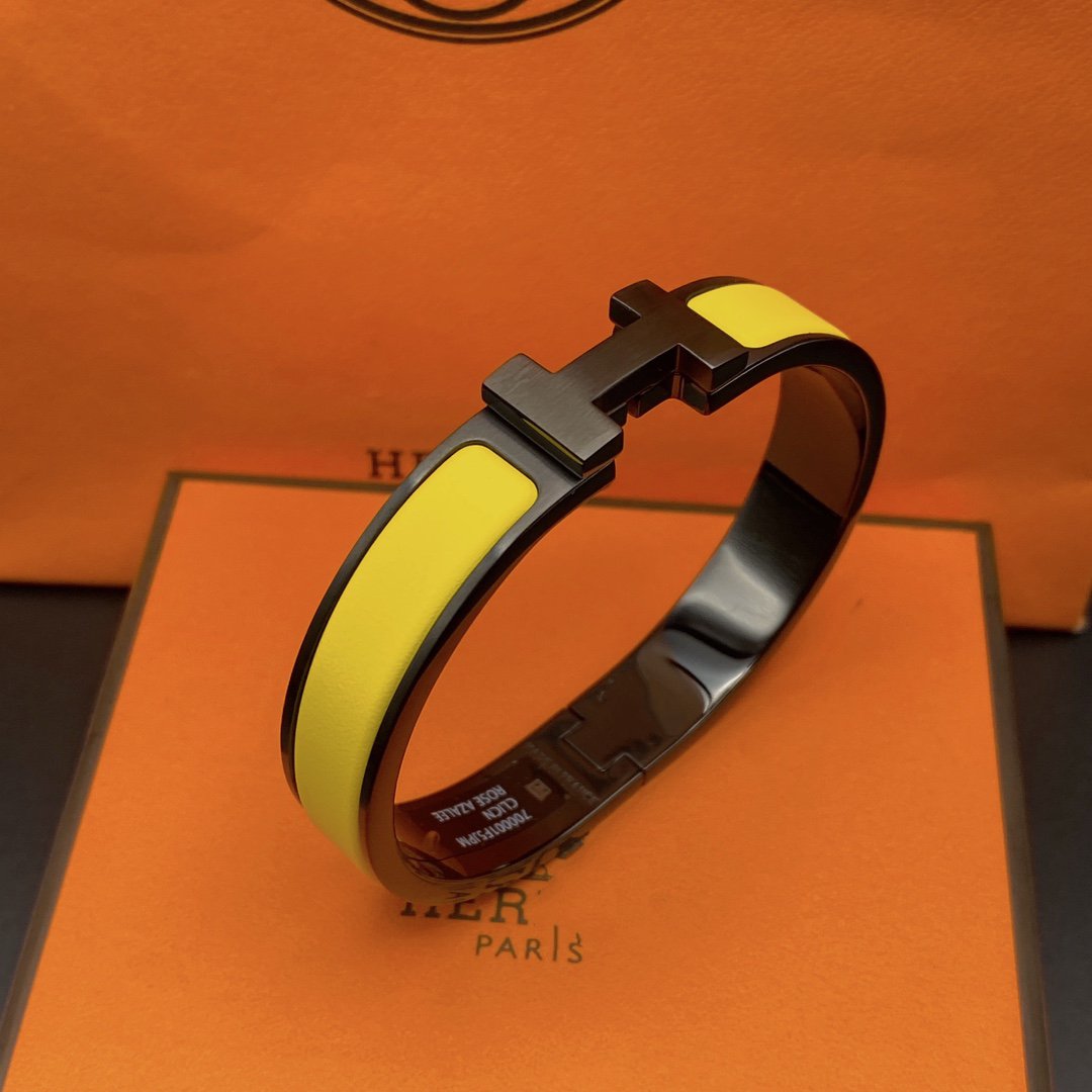 [✨Rose💎]BRACELET CLIC HM SO NOIR JAUNE