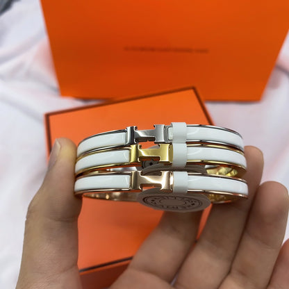 [✨Rose💎]BRACELET CLASSIQUE HM CLIC BLANC ÉMAIL 8MM