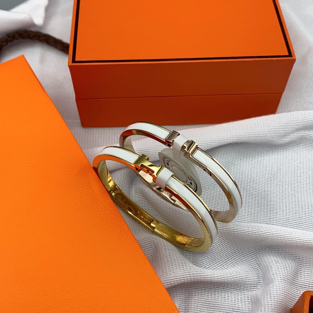 [✨Rose💎]BRACELET CLASSIQUE HM CLIC BLANC ÉMAIL 8MM