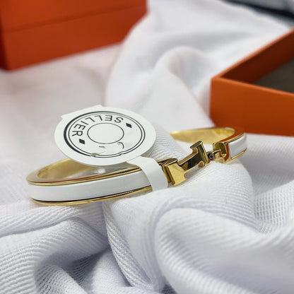 [✨Rose💎]BRACELET CLASSIQUE HM CLIC BLANC ÉMAIL 8MM