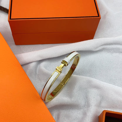 [✨Rose💎]BRACELET CLASSIQUE HM CLIC BLANC ÉMAIL 8MM