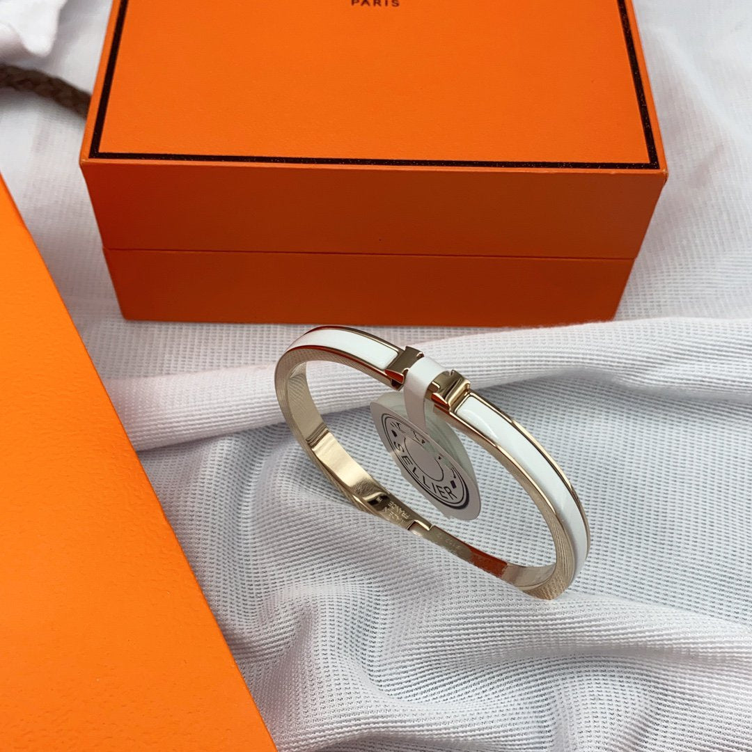 [✨Rose💎]BRACELET CLASSIQUE HM CLIC BLANC ÉMAIL 8MM