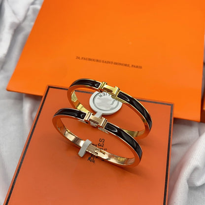 [✨Rose💎]BRACELET CLASSIQUE HM CLIC NOIR ÉMAIL 8MM