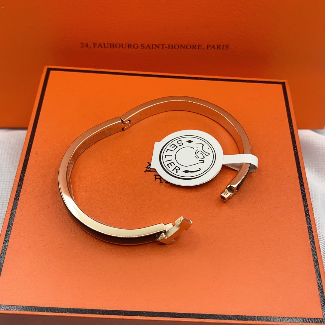 [✨Rose💎]BRACELET CLASSIQUE HM CLIC NOIR ÉMAIL 8MM