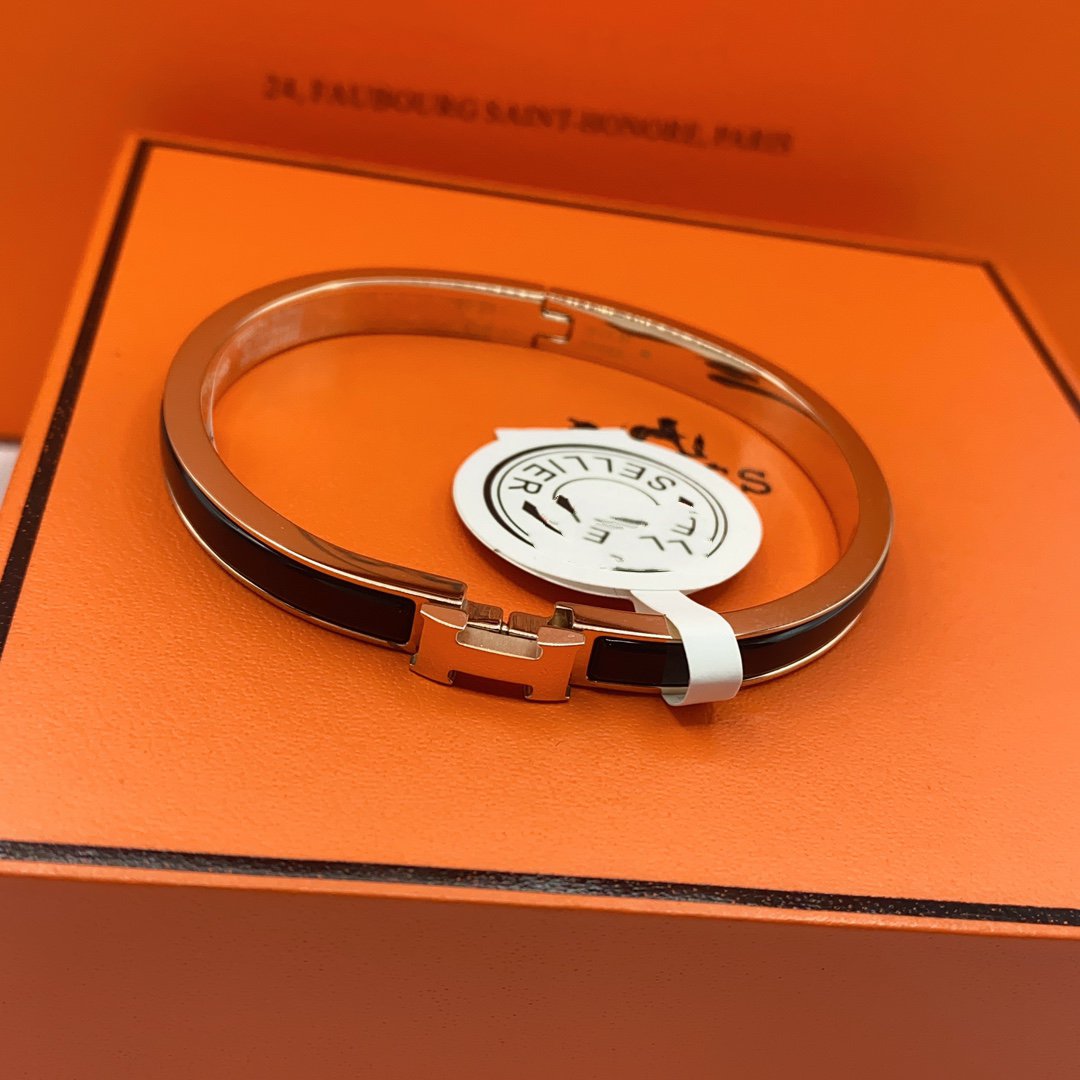 [✨Rose💎]BRACELET CLASSIQUE HM CLIC NOIR ÉMAIL 8MM