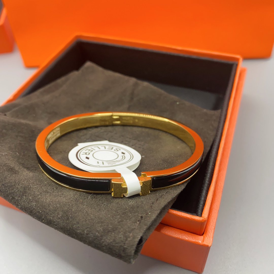[✨Rose💎]BRACELET CLASSIQUE HM CLIC NOIR ÉMAIL 8MM