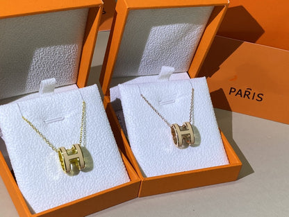 [✨Rose💎]Collier doré émaillé jaune HM CLIC
