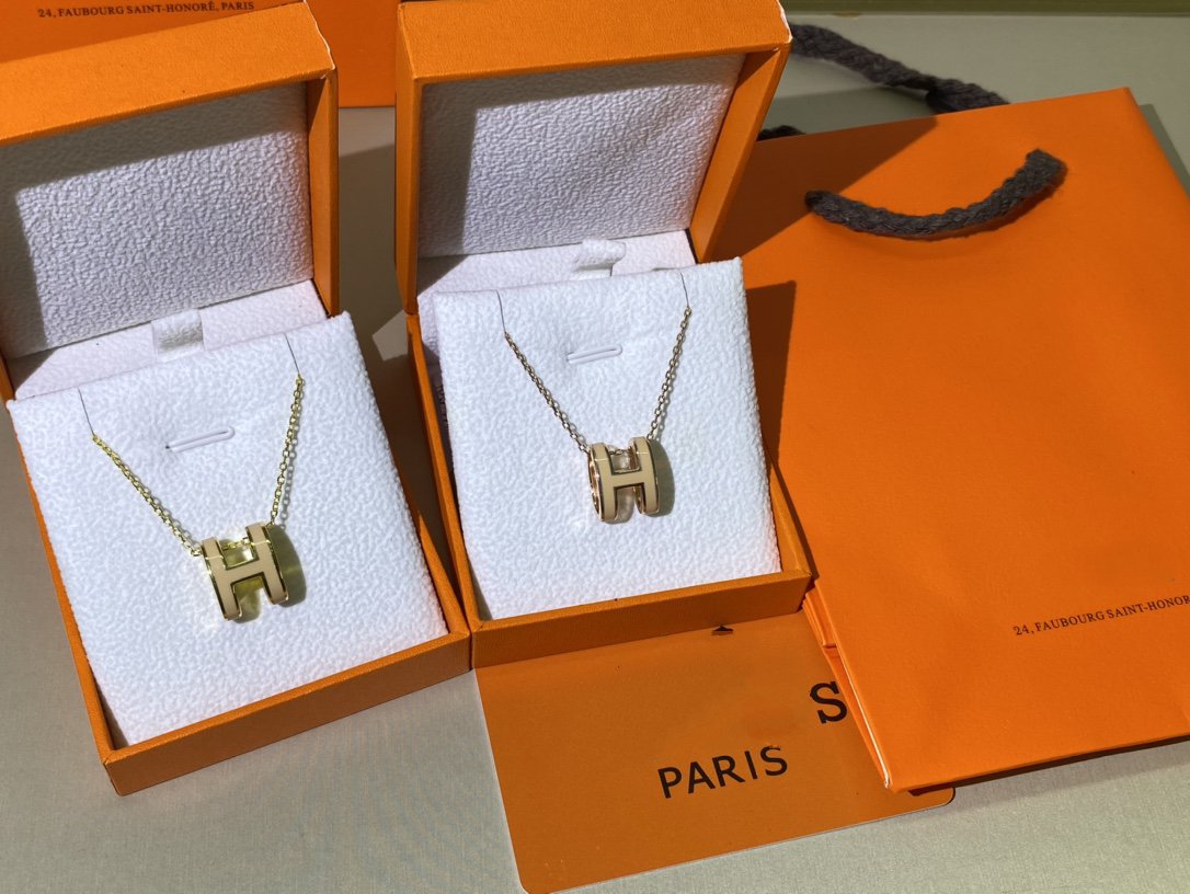 [✨Rose💎]Collier doré émaillé jaune HM CLIC