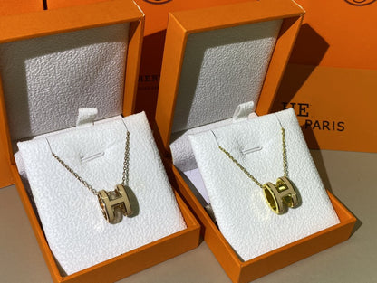 [✨Rose💎]Collier doré émaillé jaune HM CLIC