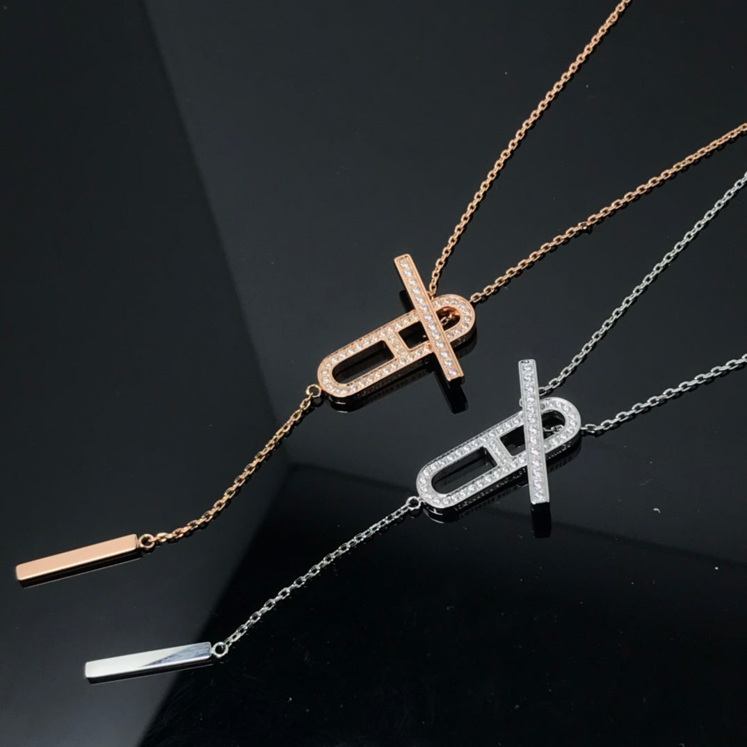 [✨Rose💎] COLLIER HM PLATINE OR ROSE DIAMANT