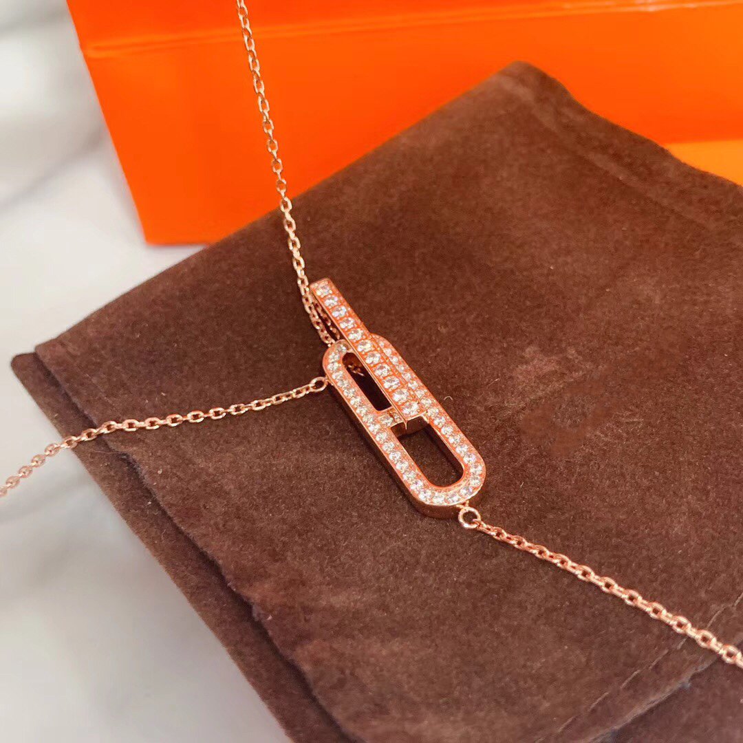 [✨Rose💎] COLLIER HM PLATINE OR ROSE DIAMANT