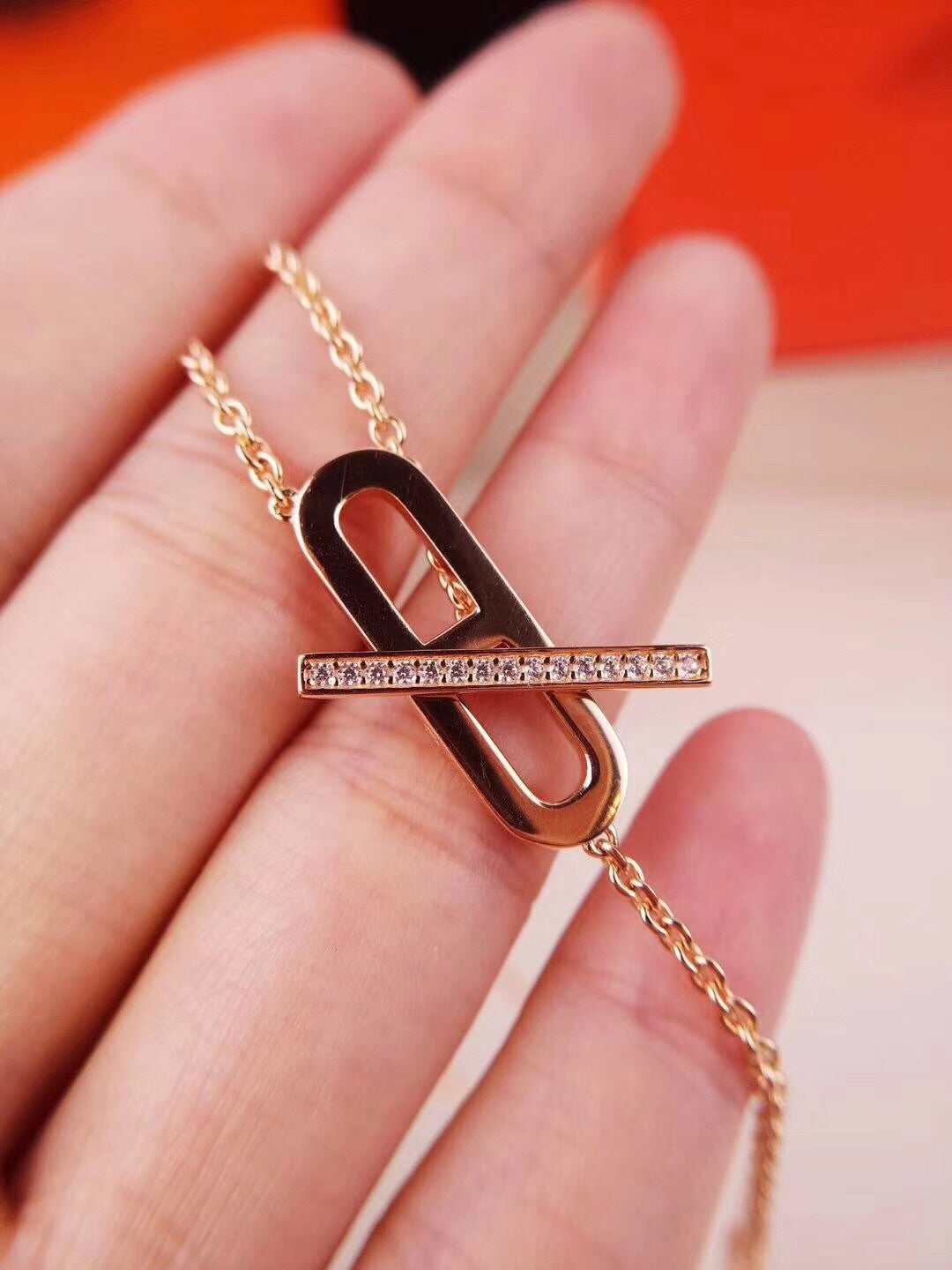 [✨Rose💎] COLLIER HM PLATINE OR ROSE DIAMANT