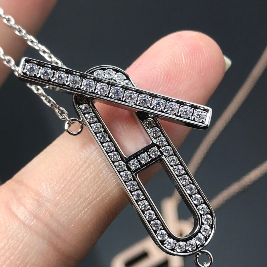 [✨Rose💎] COLLIER HM PLATINE OR ROSE DIAMANT