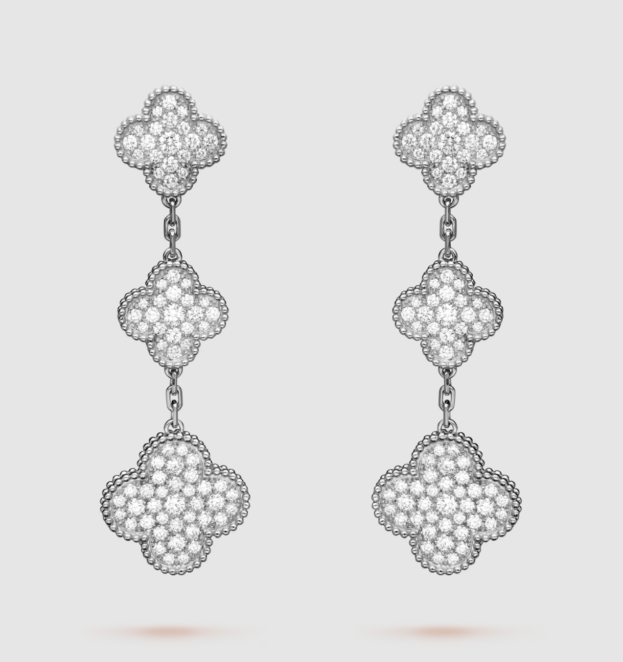 [✨Rose💎]Boucles d'oreilles pendantes en argent et diamants à 3 motifs en forme de trèfle