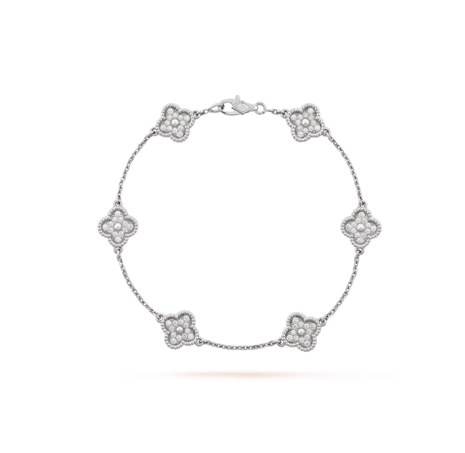 [✨Rose💎]BRACELET ARGENT DIAMANT À 6 MOTIFS TRÈFLE