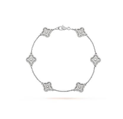 [✨Rose💎]BRACELET ARGENT DIAMANT À 6 MOTIFS TRÈFLE