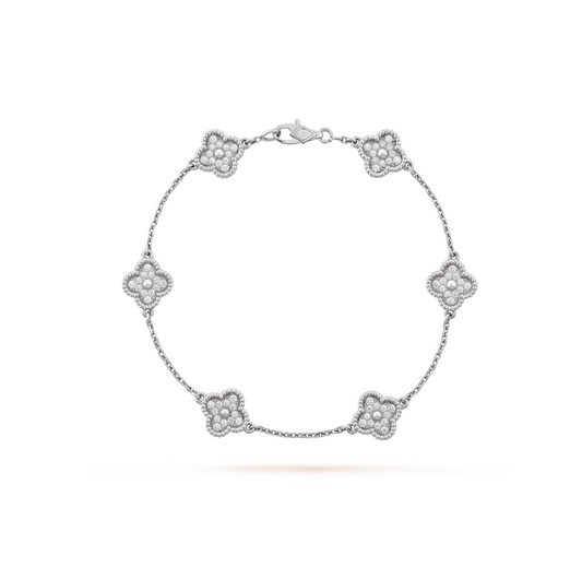 [✨Rose💎]BRACELET ARGENT DIAMANT À 6 MOTIFS TRÈFLE