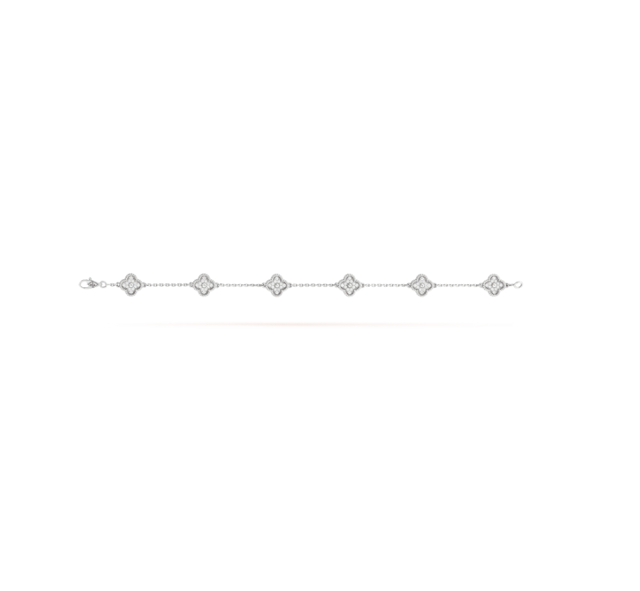 [✨Rose💎]BRACELET ARGENT DIAMANT À 6 MOTIFS TRÈFLE
