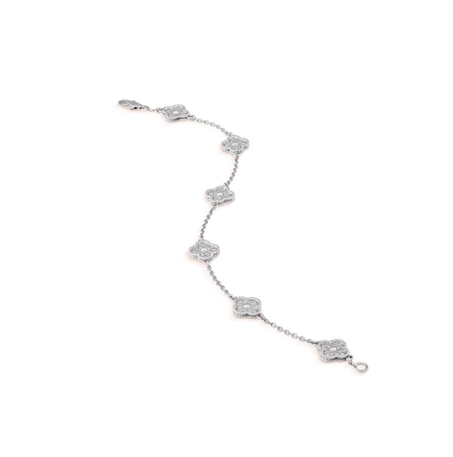 [✨Rose💎]BRACELET ARGENT DIAMANT À 6 MOTIFS TRÈFLE