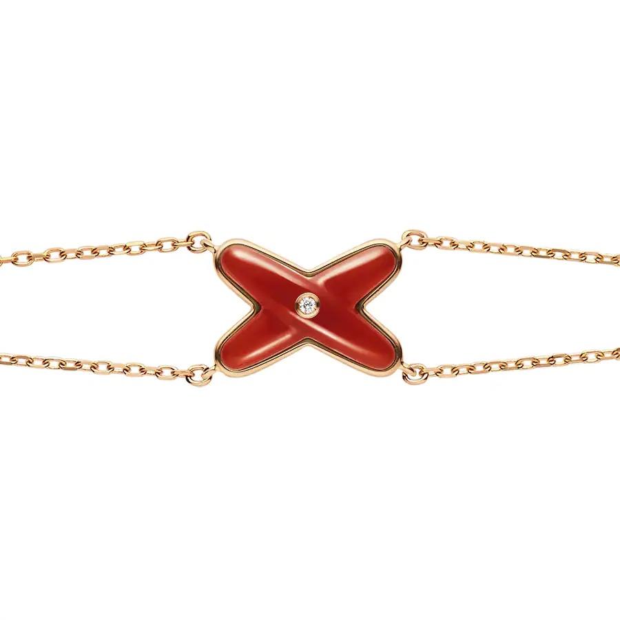 [✨Rose💎]JEUX BRACELET CORNALINE OR ROSE 1 DIAMANT