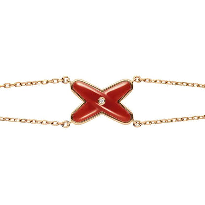 [✨Rose💎]JEUX BRACELET CORNALINE OR ROSE 1 DIAMANT