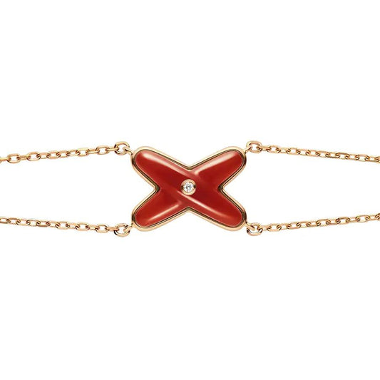 [✨Rose💎]JEUX BRACELET CARNELIAN PINK GOLD 1 DIAMOND