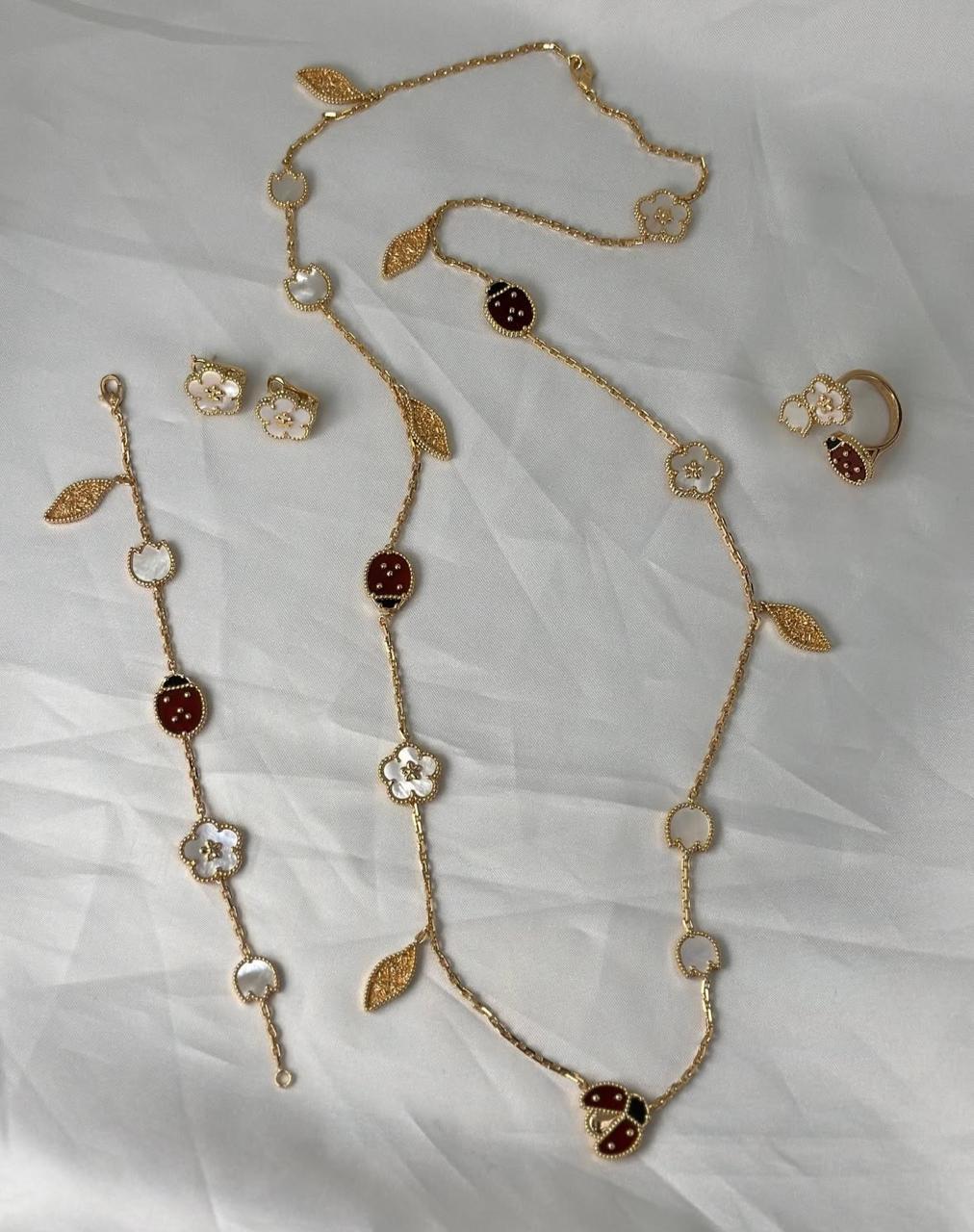 [✨ROSE💎] LUCKY SPRING 16 MOTIF SET (INCLUDES NECKLACE & RING & EARRINGS & BRACELET)