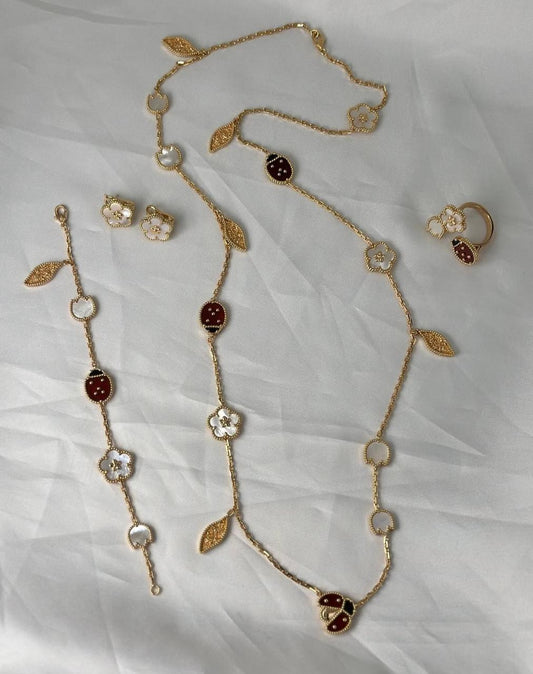 [✨ROSE💎] LUCKY SPRING 16 MOTIF SET (INCLUDES NECKLACE & RING & EARRINGS & BRACELET)