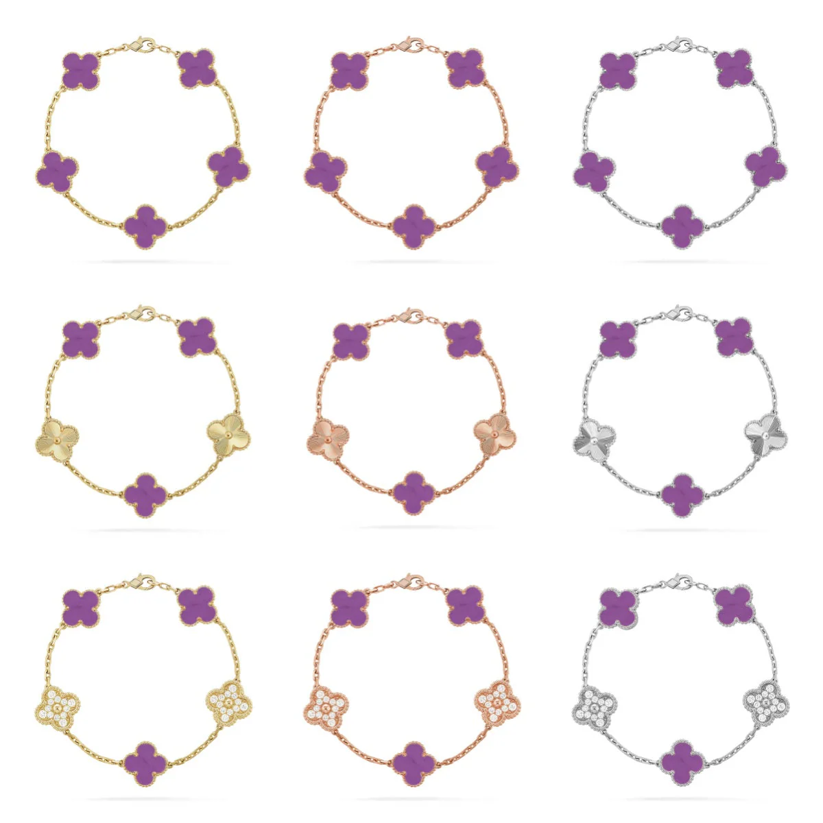 [✨Rose💎] CLOVER 5 MOTIF VIOLET BRACELET COLLECTION