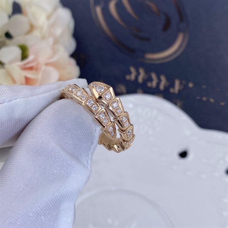 [✨Rose💎]BAGUE SERPENTI OR ROSE PAVÉE DIAMANTS 4MM