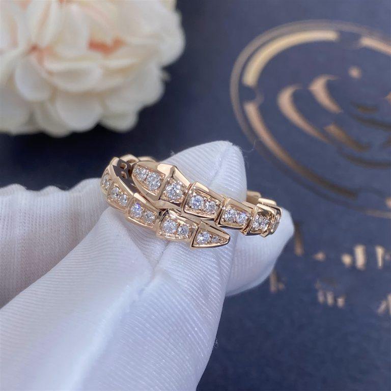 [✨Rose💎]BAGUE SERPENTI OR ROSE PAVÉE DIAMANTS 4MM