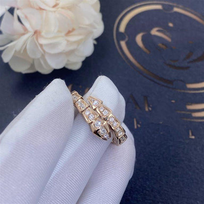 [✨Rose💎]BAGUE SERPENTI OR ROSE PAVÉE DIAMANTS 4MM