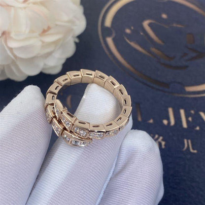 [✨Rose💎]BAGUE SERPENTI OR ROSE PAVÉE DIAMANTS 4MM