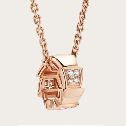 [✨Rose💎] COLLIER PENDENTIF SERPENTI EN OR ROSE ET DIAMANT