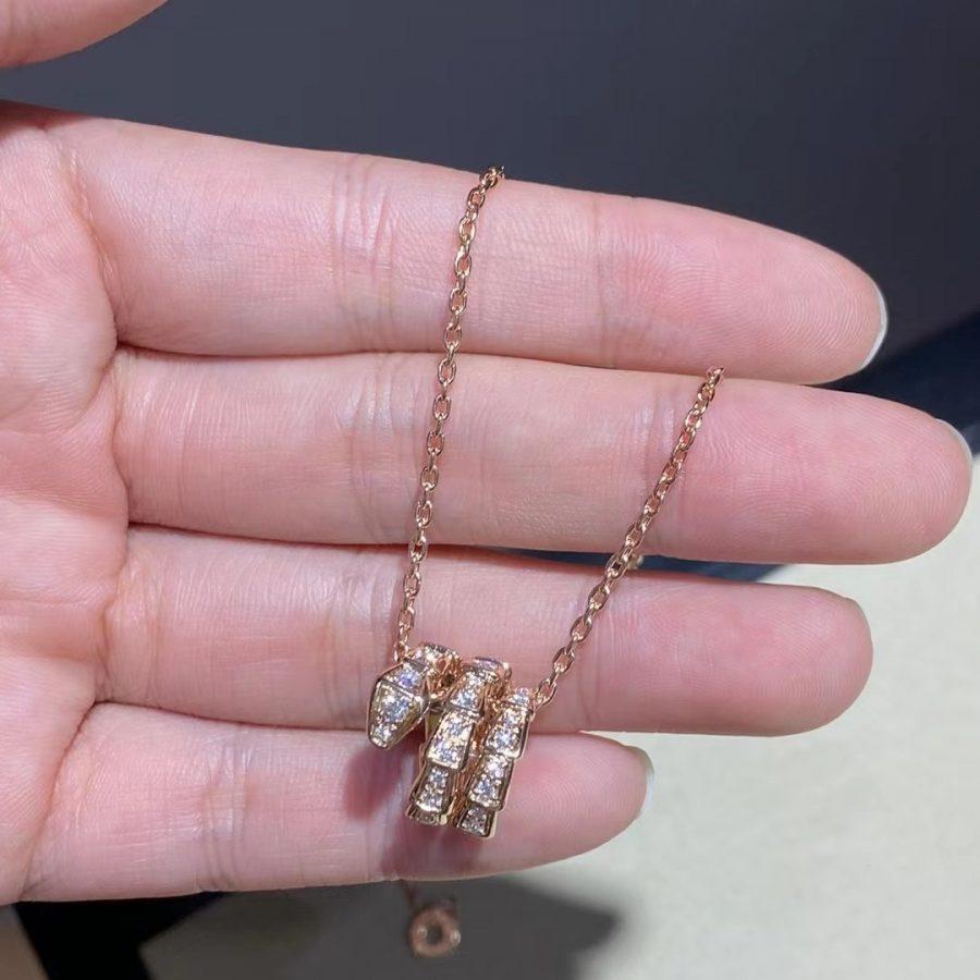 [✨Rose💎] COLLIER SERPENTI EN OR ROSE DOUBLE ANNEAU DIAMANT