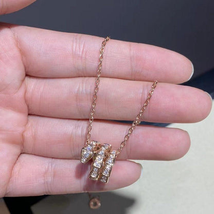 [✨Rose💎] COLLIER SERPENTI EN OR ROSE DOUBLE ANNEAU DIAMANT